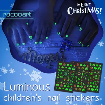 1 лист Светещи Коледни самозалепващи Стикери За Нокти За Дете на Коледен подарък Типсы За Нокти Цвете 3D Маникюр Sticke направи си САМ