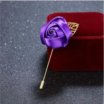 10ШТ кум на Младоженеца Boutonniere Лилаво от естествена Коприна Сатен Розата е Цветето на мъжете петлица Сватба Парти, Абитуриентски Мъжки Костюми Корсаж Жени Брошка