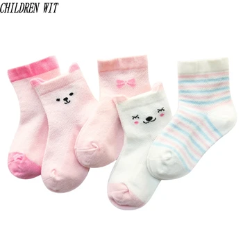 5 Чифта детски чорапи, пролетно-летни памучни Чорапи 4 вида с доста мультяшными модели, мрежести дантелени Чорапи за момчета и момичета 0-5 години, детски чорапи