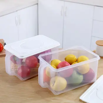 6 2Л Пластмасова Хладилник Кутия За Съхранение на Хранителни Продукти, който Запазва Свежестта на Организатор Плодове Домашен Кухненски Контейнер