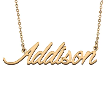 Addison Потребителското си Име Колие Индивидуален Висулка Колие Персонални Бижута Подарък за Жени, Момичета Един Коледен Подарък