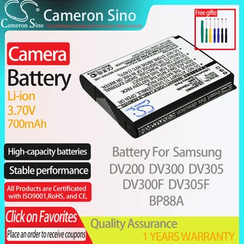 CameronSino Батерия за Samsung DV200 DV300 DV300F DV305 DV305F подходящ за цифров фотоапарат Samsung BP88A Батерия 700 mah 3,70 В Литиево-йонна