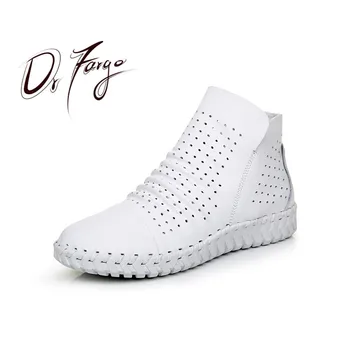 DRFARGO/Летни обувки; Дамски Ботильоны от естествена кожа със страничен цип; Дишащи обувки на много мека подметка; цвят Бял, Сив; размери 35-40