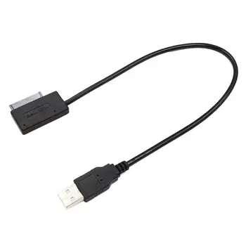 H05B USB 2.0 до 7 + 6 13 Пин Slimline е Тънък SATA Лаптоп CD/DVD-ROM Оптично Устройство Кабел-Адаптер Черен