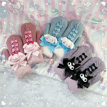 Kawaii Sanrio Плюшен Ръкавица Kuromi My Melody Kawaii Плюшен Кукла Дебели Топли Ръкавици през Зимата Коледен Подарък За Рожден Ден за Момичета