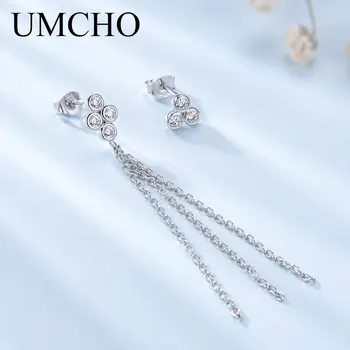 UMCHO Истински Бижута От Сребро 925 Проба, Асиметрични Висящи Сребърни Обеци С Пискюли За Жени, Специални Вечерни Подаръци, Бижута