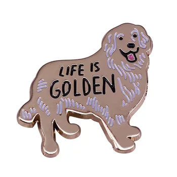 XM-забавно брошка златист ретривър Прекрасна колекция за любителите на кучета, икони, бижута, забавни аксесоари, подаръци