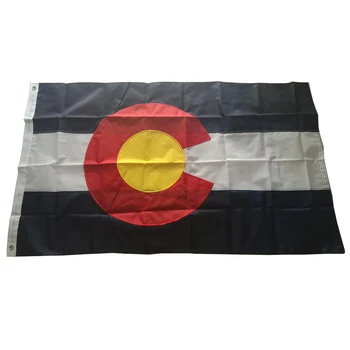Бродирана Изработена Флаг на щата Колорадо Банер Флаг Щат на САЩ Банер Нов 3x5 фута 150x90 см безплатна доставка