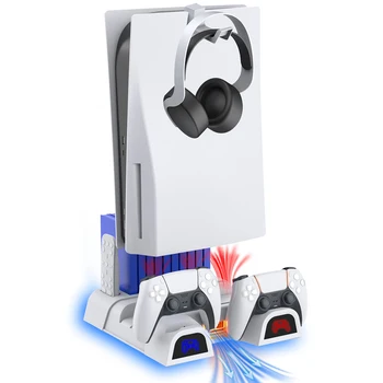 Вентилатор за Охлаждане PS5 Вертикална Поставка Бързо зарядно устройство ще захранване на Зарядно устройство За Безжичен Контролер Двойно Зарядно Устройство За Геймпада С Притежателя на Слушалки