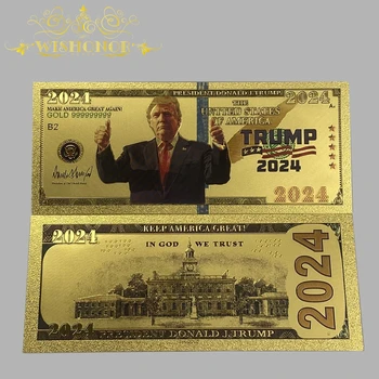 Горещи Продажба 2024 Америка Тръмп Банкноти Доналд Джон Тръмп Банкнота в 24-КАРАТОВО Покритие За Събиране на