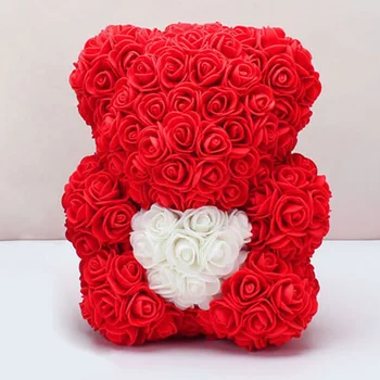 Дропшиппинг 25 см Розово Мечка Сърцето на Изкуствени Цветя, Роза Плюшено Мече За Жени 