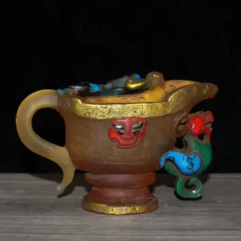 Колекция от китайски глазированных чаши с дракони и фениксами за украса