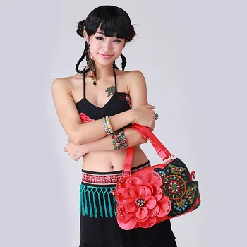 Модерни Червени банкетни чанти от изкуствена кожа / чанти за булката, реколта дамски чанти с бродерия