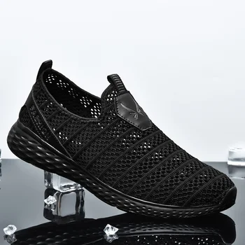 Мъжки ежедневни обувки от окото на материала, Летни Дишащи обувки, мъжки модел обувки за двойки, Удобни мъжки лоферы без скрепителни елементи, по-големи Размери 48