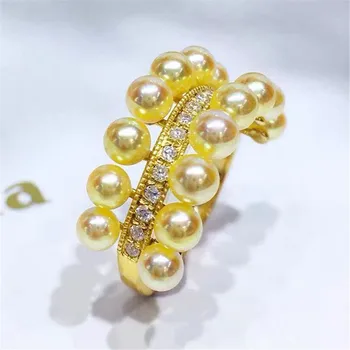 Настройки пръстен с перли със собствените си ръце S925 Аксесоари от сребро Модерен регулируема притежателят е подходящ за определяне на мъниста 3,5-4 мм