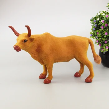 нова симулация играчка за крави ръчно изработени, жълто модел на едър рогат добитък, подарък от около 26x11x18 см