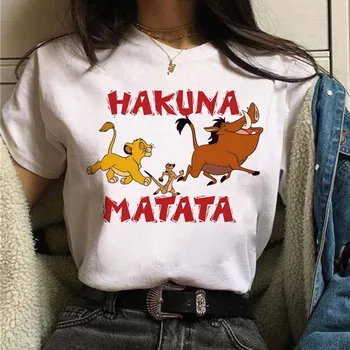 Нова Скъпа Женска Тениска Hakuna Matata в стил Харадзюку на 90-те години, тениска с изображение на Крал Лъв, тениски с Анимационни герои, Тениски с графичен Принтом, Женски