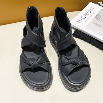 Нова Тенденция на Дамски Сандали на равна подметка в Римски стил, обувки на Платформа Събирането на 2023 г., за Сезон: Пролет-Лято, Дизайнерски Дебела Удобна Пешеходна Ежедневни Дамски Обувки Mujer