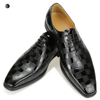 Нови летни мъжки модни обувки от лачена кожа с остри пръсти, бизнес Офис Сватбени гумени zapatos hombre, ежедневни обувки с смокингом