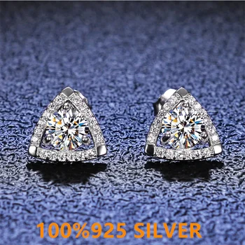Обеци Mossan D-COLOR с диаманти 925 проба, подходящи за жени, с високо качество триъгълни обеци от сребро, подарък за рожден ден