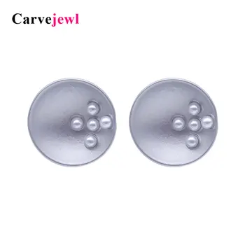 Обеци-карамфил Carvejewl, красиви перлени кръгли обеци-карамфил за жени, бижута, подарък за момичетата мат със сребърно покритие модни корейски обеци