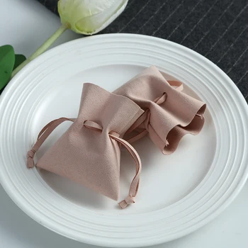 Продажба на едро на Бижута От Микрофибър Подарък Чанта За Бонбони Drawstring Чанта Розов Гъбички Стил Опаковка Пръстен, Обеци за Сватбени Партита