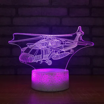 Самолет лека нощ 3D Самолет Илюзия Лампа 7 Цвята Промяна на Докосване за Управление на Интериор Лампа за Момчета Детски Коледни Подаръци За Рожден Ден