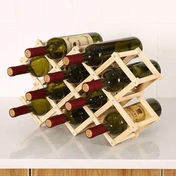 Сгъваем Wooden Wine Rack Свободен Wooden Wine Rack Wooden Wine Rack Украса Мулти Бутилка Украса Рафтове За Съхранение На Кухненски Органайзер