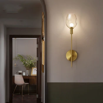 Скандинавските Медни LED осветление Стена за интериор Стенни лампи, Лампа за Баня Нощно Шкафче за Спалня Кухня и Хол Стенни осветителни Тела