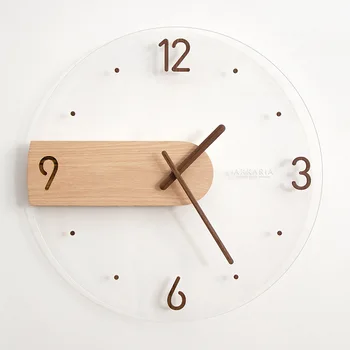 Скандинавските прости стенни часовници от масивно дърво, домашни часовници за всекидневна, декориране, тъпо часовници, модни японски творчески часовници