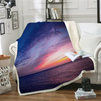 Супер Меко Шерп Флисовое Одеяло с Картина на Звездното Небе За Деца и Възрастни през целия Сезон
