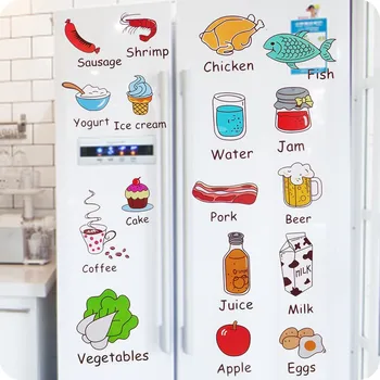 Творчески мультяшные стикери за хладилник водоустойчив обяви храната плодове етикети подвижна начало декор стикери за хладилник