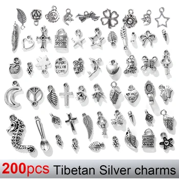 Творчески Тибетски Сребърни Смесени Окачване Окачване Животни Мъниста за Бижута направи си САМ Гривна Обеци, Колие Втулка Топчета Занаят
