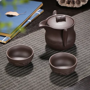 Чай набор от кунг-фу включва 1 гърне 2 чаши, от висок клас с елегантен гайвань, красив и лесен чайник с подарък кутия