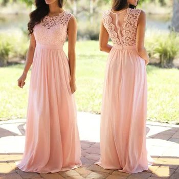 шаферски рокли vestido longo нови евтини розови дантелени рокли на шаферки с върха на Сватбена Рокля за Парти vestido реални снимки на поръчка