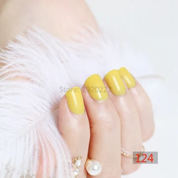2021 мода красив карамел цвят на Ноктите, готови режийни ноктите кратък абзац 24шт Лимон N124