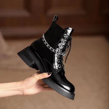 2022 г. Модерен Зимни Дамски обувки Дамски Обувки с кръгло бомбе На масивна ток Модни Дамски Обувки на Платформа