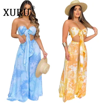 XURU Европа и Съединените Щати Гореща Разпродажба, Секси рокля от две части, най-тромпет, рокля с принтом костюм