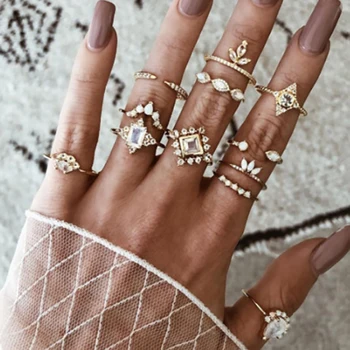 винтажное пръстен с кристали, луксозни сватбени пръстени за жени, Комплект бижута, естетични Аксесоари, Подаръци, модни опаловые Накл...