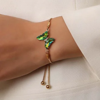 Нов Моден Тренд за Самоличност Наклон Пеперуда Прибиращ се Шнур Гривна за Женската Ниша Дизайн на Гривна Crystal