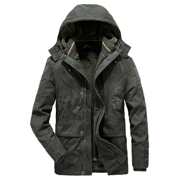 Ново записване, модерно мъжко зимно яке, палто с дълги ръкави и качулка, стеганое палто с цип, връхни дрехи от овча вълна, дебели върхове
